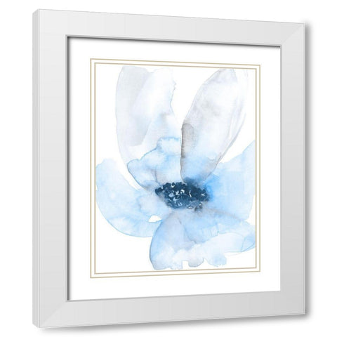 Cobalt Flower I White Modern Wood Framed Art Print with Double Matting by Goldberger, Jennifer