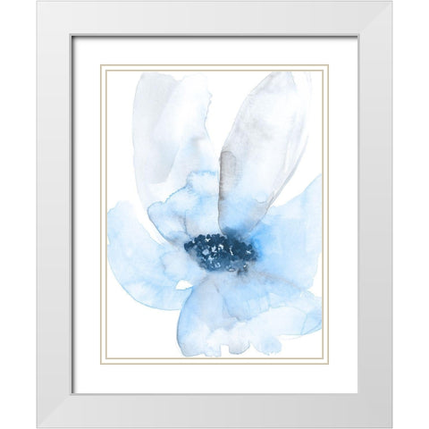 Cobalt Flower I White Modern Wood Framed Art Print with Double Matting by Goldberger, Jennifer