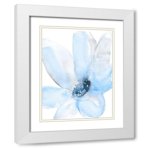 Cobalt Flower II White Modern Wood Framed Art Print with Double Matting by Goldberger, Jennifer