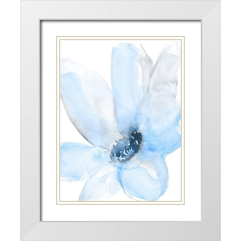 Cobalt Flower II White Modern Wood Framed Art Print with Double Matting by Goldberger, Jennifer