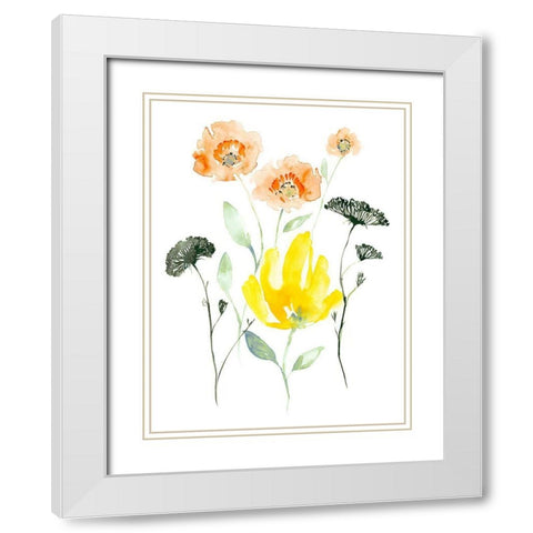 Bright Wildflowers I White Modern Wood Framed Art Print with Double Matting by Goldberger, Jennifer