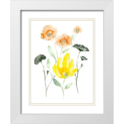 Bright Wildflowers I White Modern Wood Framed Art Print with Double Matting by Goldberger, Jennifer