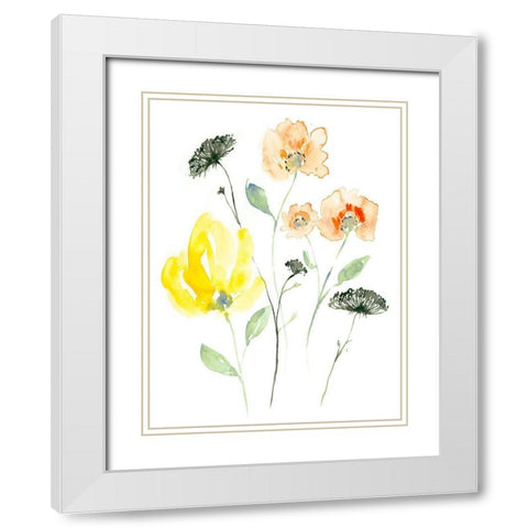 Bright Wildflowers II White Modern Wood Framed Art Print with Double Matting by Goldberger, Jennifer