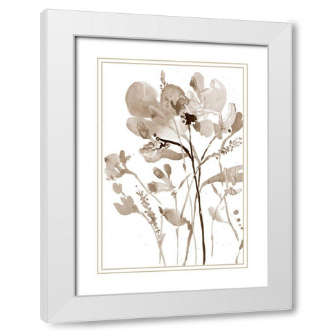 Neutral Floral Overlay I White Modern Wood Framed Art Print with Double Matting by Goldberger, Jennifer