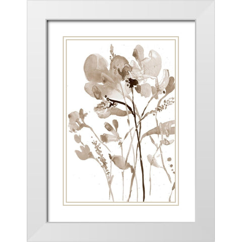 Neutral Floral Overlay I White Modern Wood Framed Art Print with Double Matting by Goldberger, Jennifer