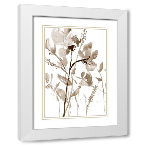 Neutral Floral Overlay II White Modern Wood Framed Art Print with Double Matting by Goldberger, Jennifer