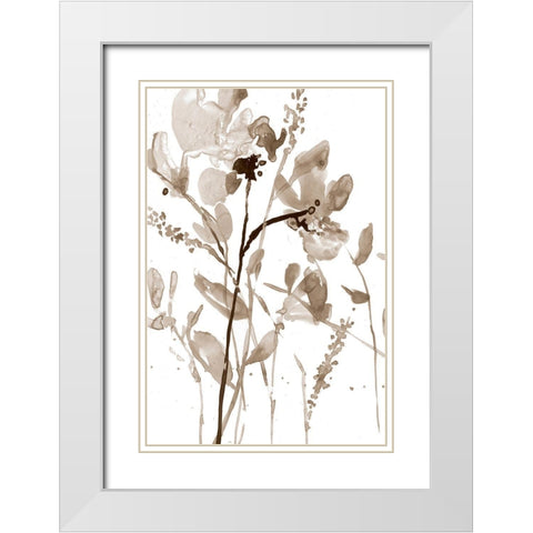 Neutral Floral Overlay II White Modern Wood Framed Art Print with Double Matting by Goldberger, Jennifer