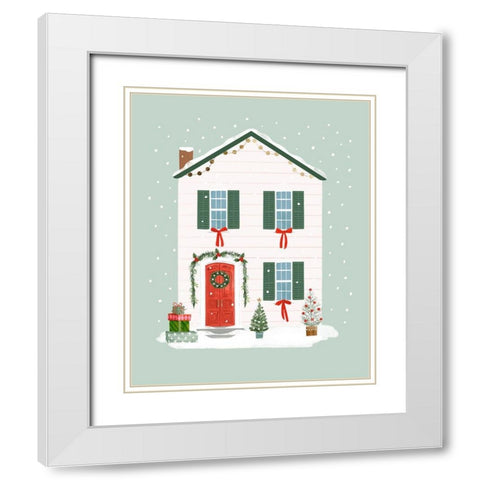 Festive Front Door III White Modern Wood Framed Art Print with Double Matting by Barnes, Victoria