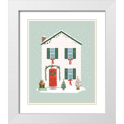 Festive Front Door III White Modern Wood Framed Art Print with Double Matting by Barnes, Victoria