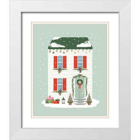 Festive Front Door IV White Modern Wood Framed Art Print with Double Matting by Barnes, Victoria