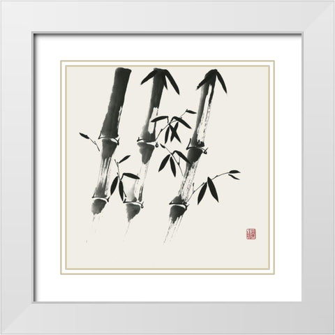 Bamboo Collection I White Modern Wood Framed Art Print with Double Matting by Rae, Nan