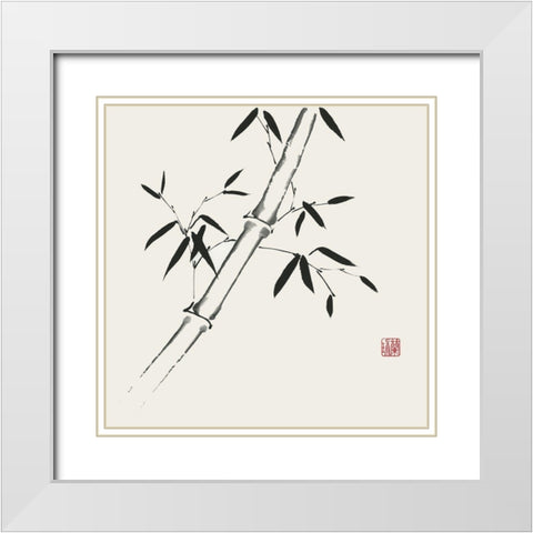 Bamboo Collection III White Modern Wood Framed Art Print with Double Matting by Rae, Nan