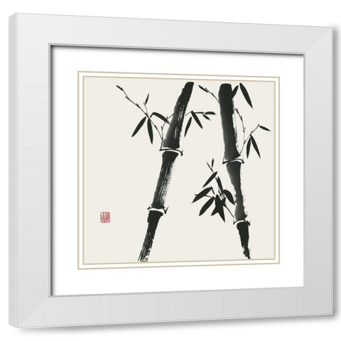 Bamboo Collection IV White Modern Wood Framed Art Print with Double Matting by Rae, Nan