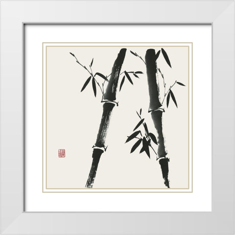 Bamboo Collection IV White Modern Wood Framed Art Print with Double Matting by Rae, Nan