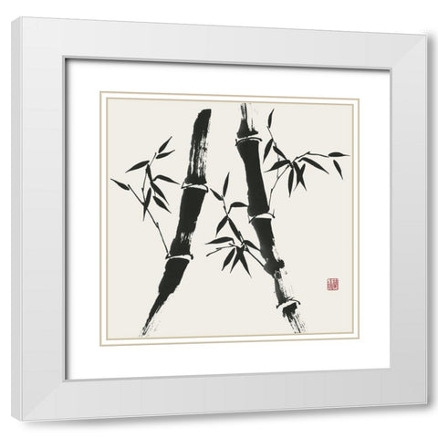 Bamboo Collection V White Modern Wood Framed Art Print with Double Matting by Rae, Nan
