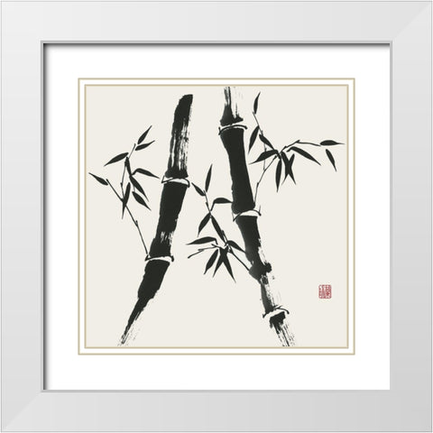 Bamboo Collection V White Modern Wood Framed Art Print with Double Matting by Rae, Nan