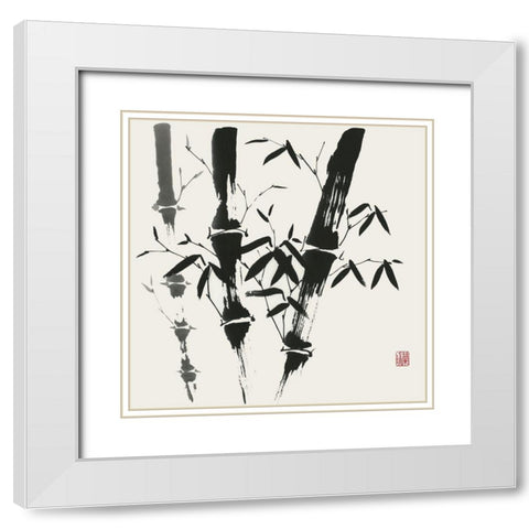 Bamboo Collection VI White Modern Wood Framed Art Print with Double Matting by Rae, Nan