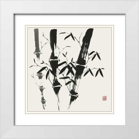 Bamboo Collection VI White Modern Wood Framed Art Print with Double Matting by Rae, Nan
