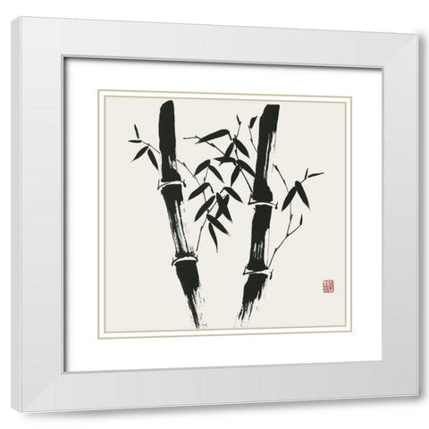 Bamboo Collection VII White Modern Wood Framed Art Print with Double Matting by Rae, Nan