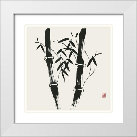 Bamboo Collection VII White Modern Wood Framed Art Print with Double Matting by Rae, Nan