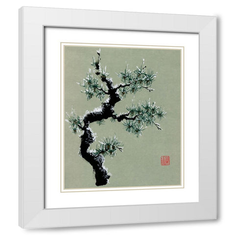 Snowy Pine II White Modern Wood Framed Art Print with Double Matting by Rae, Nan