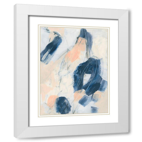 Indigo Tablature II White Modern Wood Framed Art Print with Double Matting by Vess, June Erica