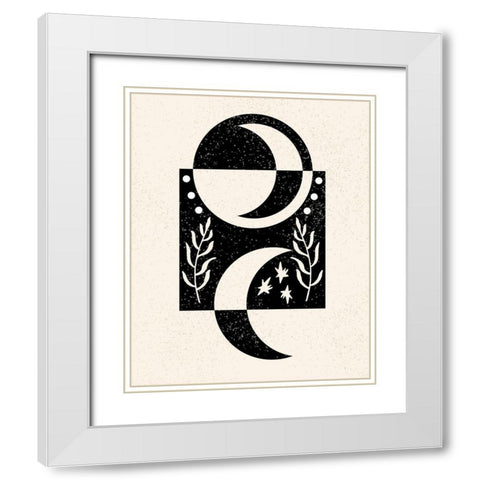 White Moon I White Modern Wood Framed Art Print with Double Matting by Wang, Melissa