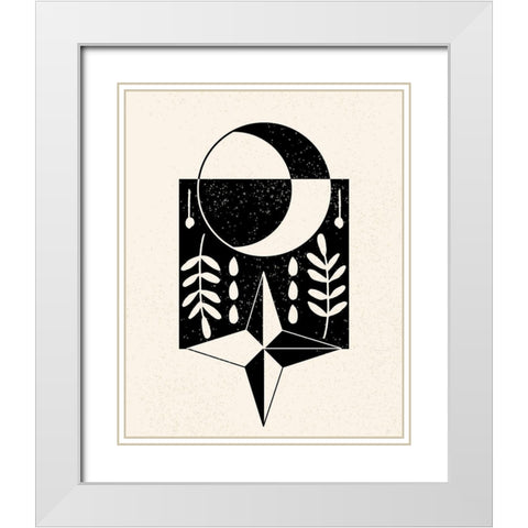 White Moon III White Modern Wood Framed Art Print with Double Matting by Wang, Melissa