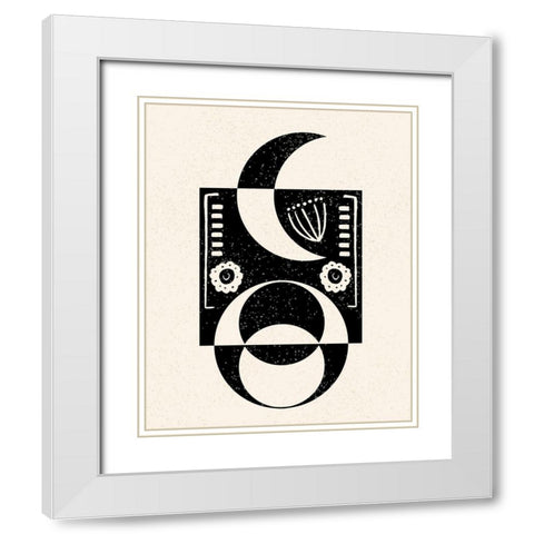 White Moon IV White Modern Wood Framed Art Print with Double Matting by Wang, Melissa