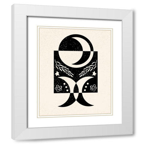 White Moon V White Modern Wood Framed Art Print with Double Matting by Wang, Melissa