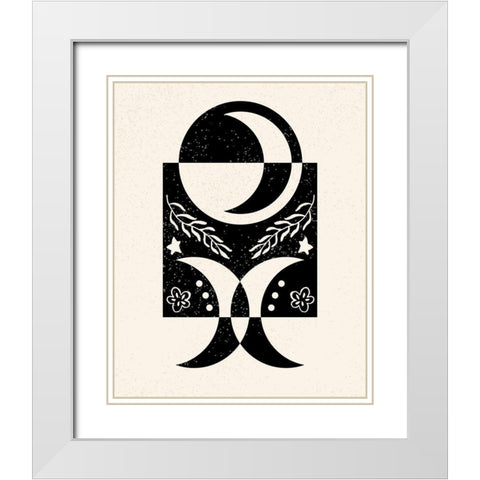 White Moon V White Modern Wood Framed Art Print with Double Matting by Wang, Melissa