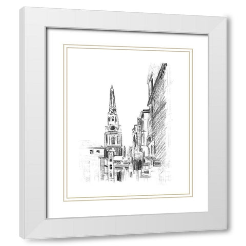 Day Street I White Modern Wood Framed Art Print with Double Matting by Wang, Melissa