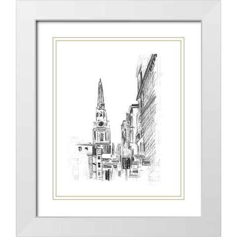 Day Street I White Modern Wood Framed Art Print with Double Matting by Wang, Melissa