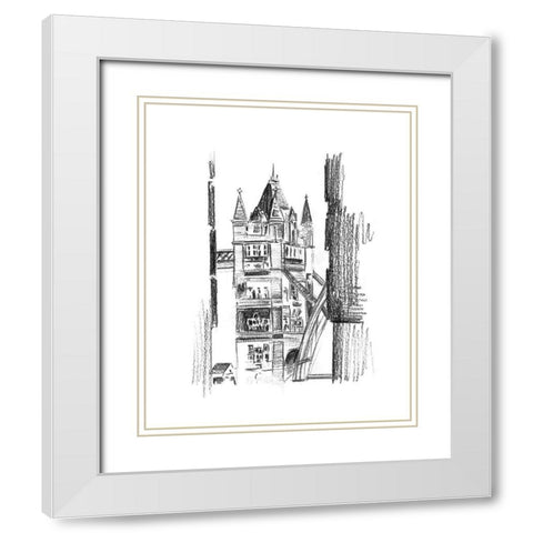 Day Street IV White Modern Wood Framed Art Print with Double Matting by Wang, Melissa