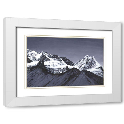 Moonlit Mountain Range I White Modern Wood Framed Art Print with Double Matting by Willett, Michael