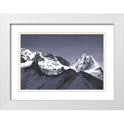 Moonlit Mountain Range I White Modern Wood Framed Art Print with Double Matting by Willett, Michael