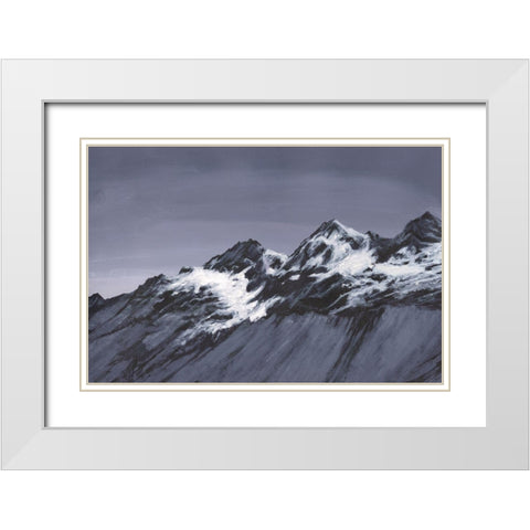 Moonlit Mountain Range II White Modern Wood Framed Art Print with Double Matting by Willett, Michael