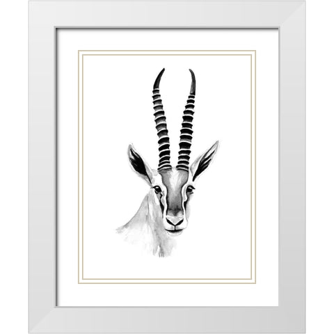 Gazelle Sketch II White Modern Wood Framed Art Print with Double Matting by Warren, Annie