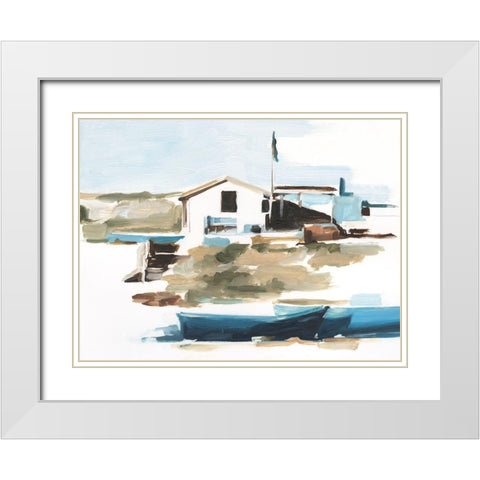 Beach Outpost I White Modern Wood Framed Art Print with Double Matting by Harper, Ethan