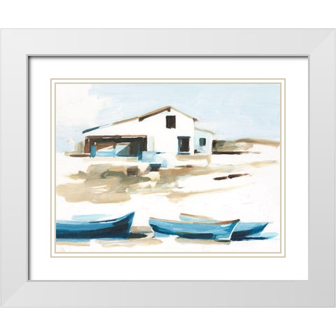 Beach Outpost II White Modern Wood Framed Art Print with Double Matting by Harper, Ethan