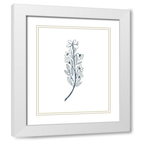 Little Flowers I White Modern Wood Framed Art Print with Double Matting by Wang, Melissa