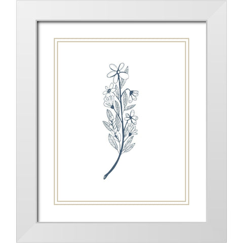 Little Flowers I White Modern Wood Framed Art Print with Double Matting by Wang, Melissa