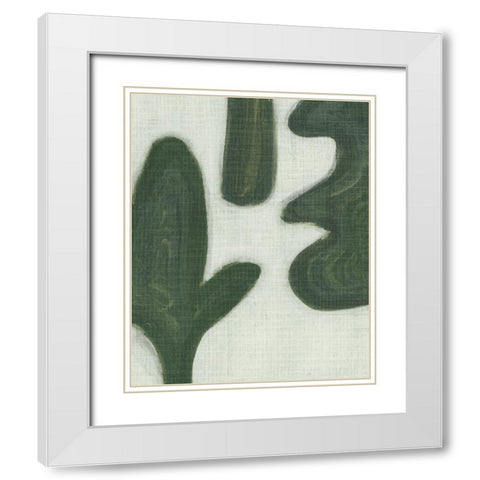 Emerald Forms II White Modern Wood Framed Art Print with Double Matting by Wang, Melissa