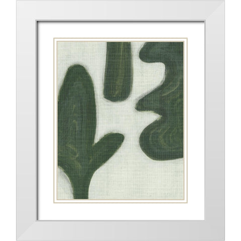 Emerald Forms II White Modern Wood Framed Art Print with Double Matting by Wang, Melissa