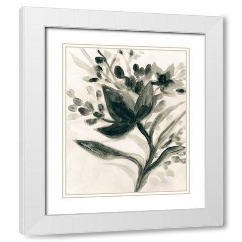 Ebony Bouquet II White Modern Wood Framed Art Print with Double Matting by Vess, June Erica