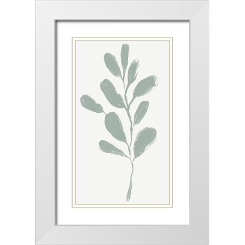 Soft Sprig Trio II White Modern Wood Framed Art Print with Double Matting by Vess, June Erica