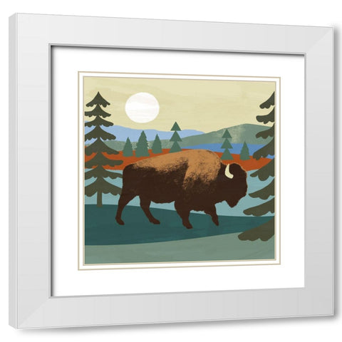 Trailside Animals II White Modern Wood Framed Art Print with Double Matting by Barnes, Victoria