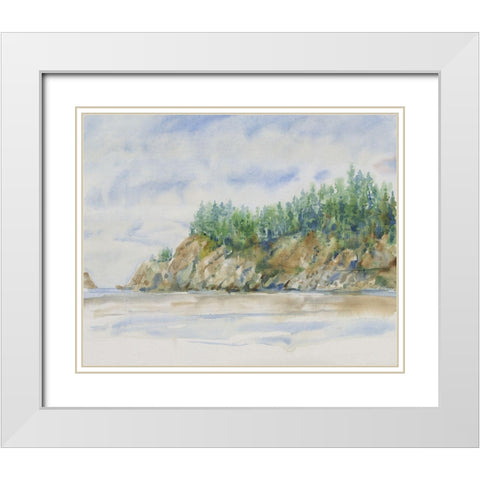 Watercolor Shore I White Modern Wood Framed Art Print with Double Matting by OToole, Tim