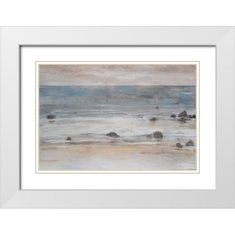 Shimmering Shore II White Modern Wood Framed Art Print with Double Matting by OToole, Tim