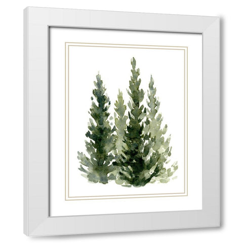 Simple Evergreens II White Modern Wood Framed Art Print with Double Matting by Caroline, Emma